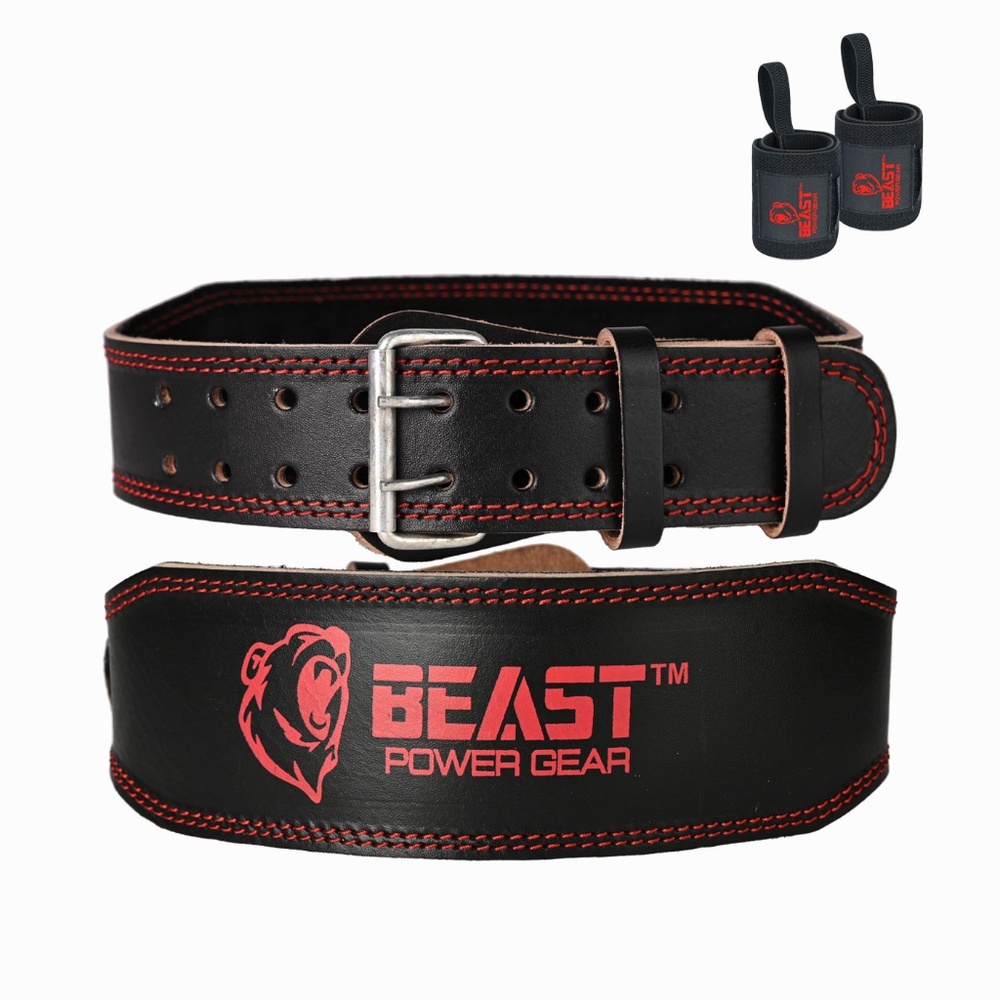 Weight Lifting Belt 4inch Leather Belt With Free Wrap - Foam Padded Back Support